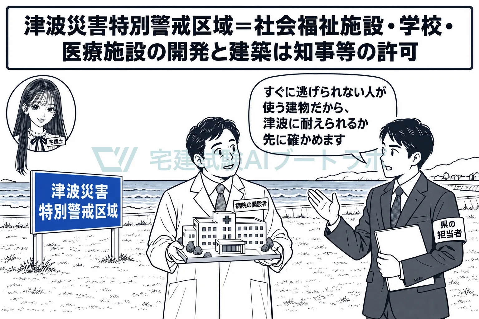 特別警戒区域では、病院や学校を建てる前に知事等の許可を受ける。