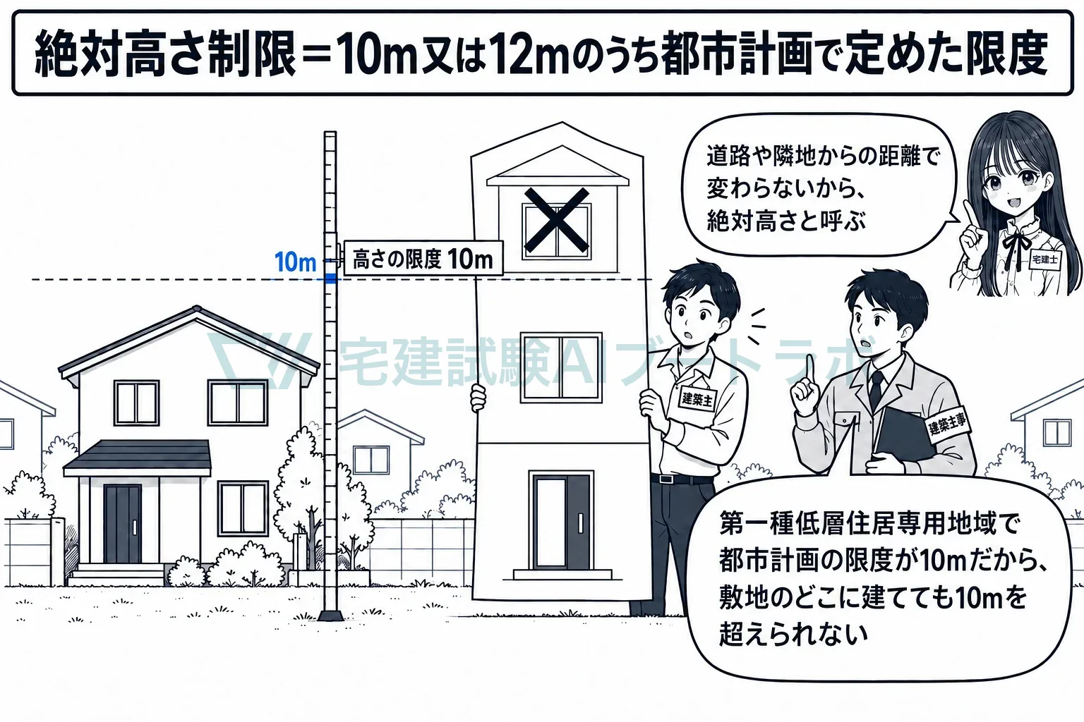 敷地のどこに建てても10m。距離で変わらないから絶対。