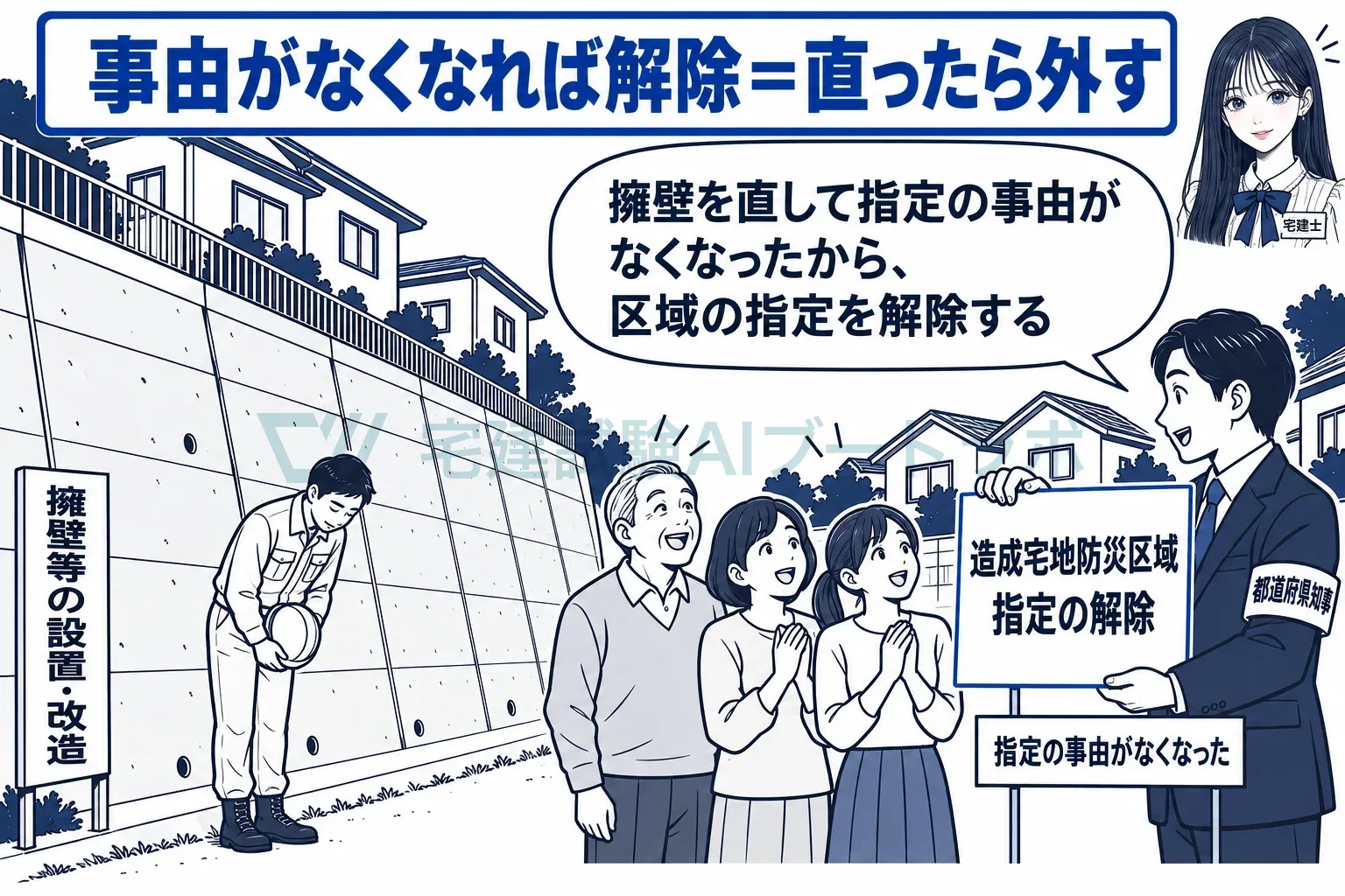 擁壁を直して危険がなくなったから、指定を解除する。